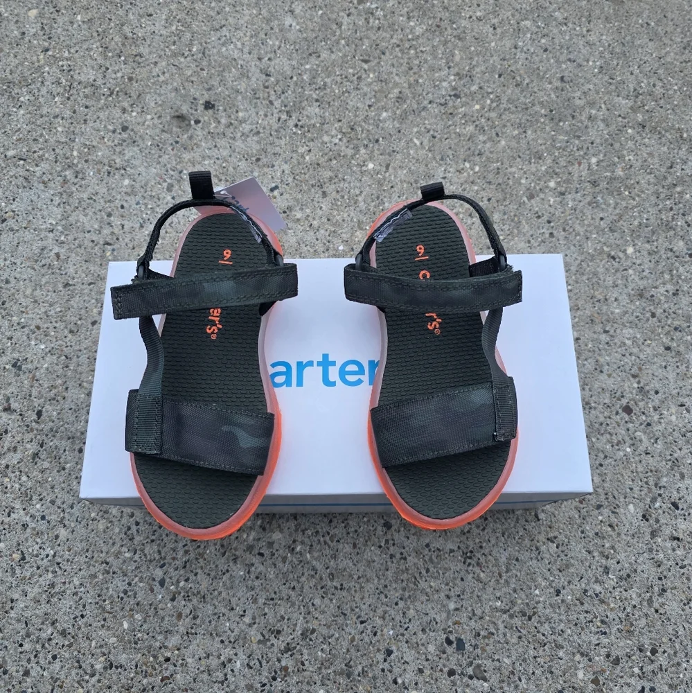 Carter's Kids Sandals - Black and Orange Size 8